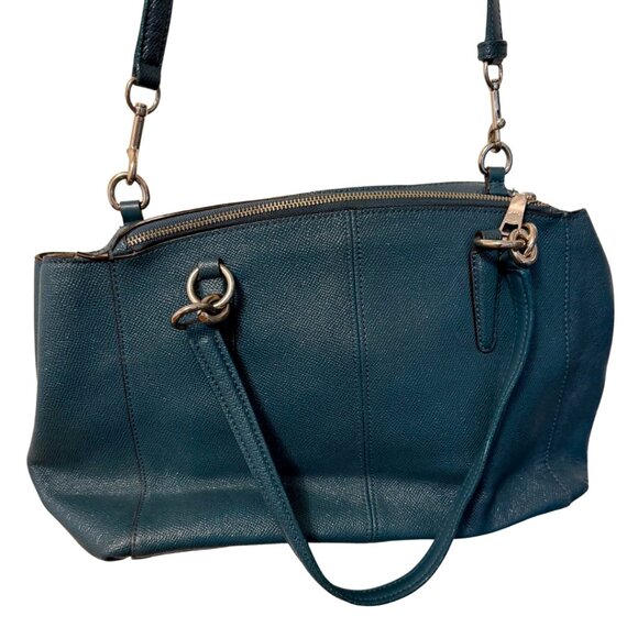 Coach Christie Carryall Satchel Teal Leather Crossbody Bag - Picture 5 of 9